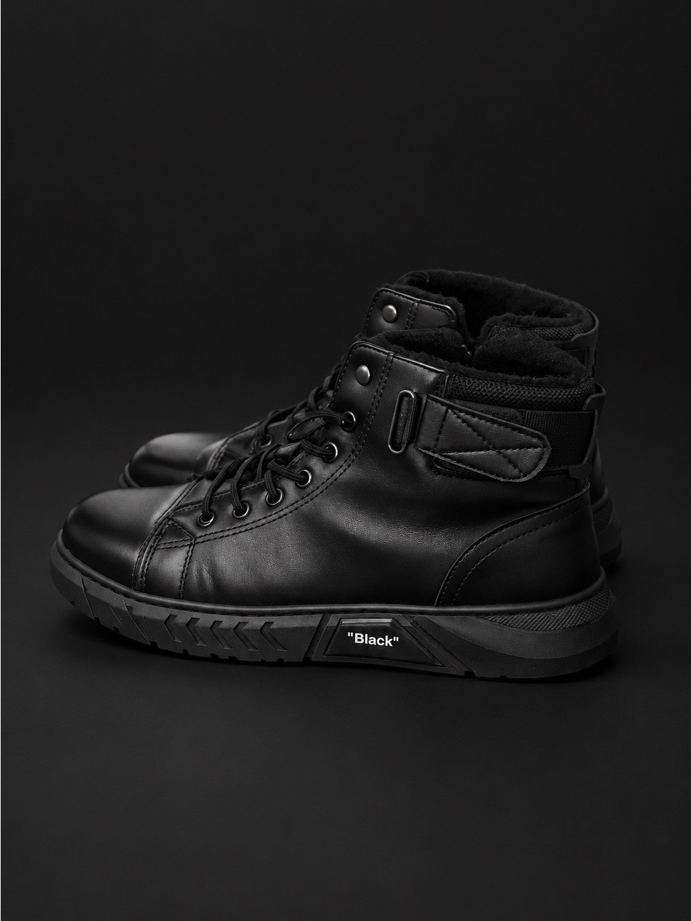 Men's short,  winter,  Black  Boots